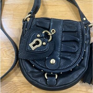 🔥Juicy Couture Vintage Black Leather Mini Crossbody Purse Bag w/Charms No Box